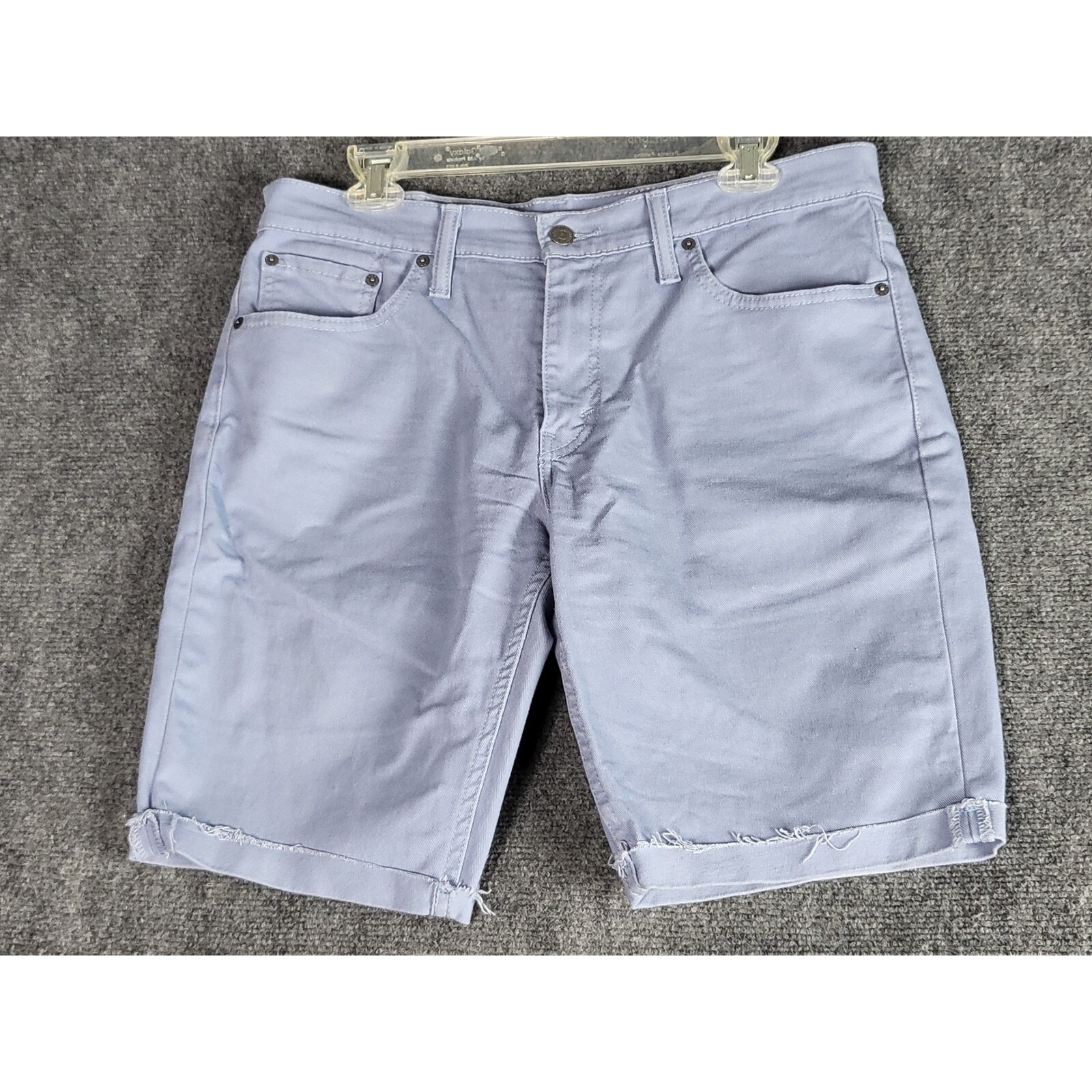 Levis 511 Slim Jean Shorts Men 33 Blue Gray Denim Cuffed Raw Cutoff Hem Summer
